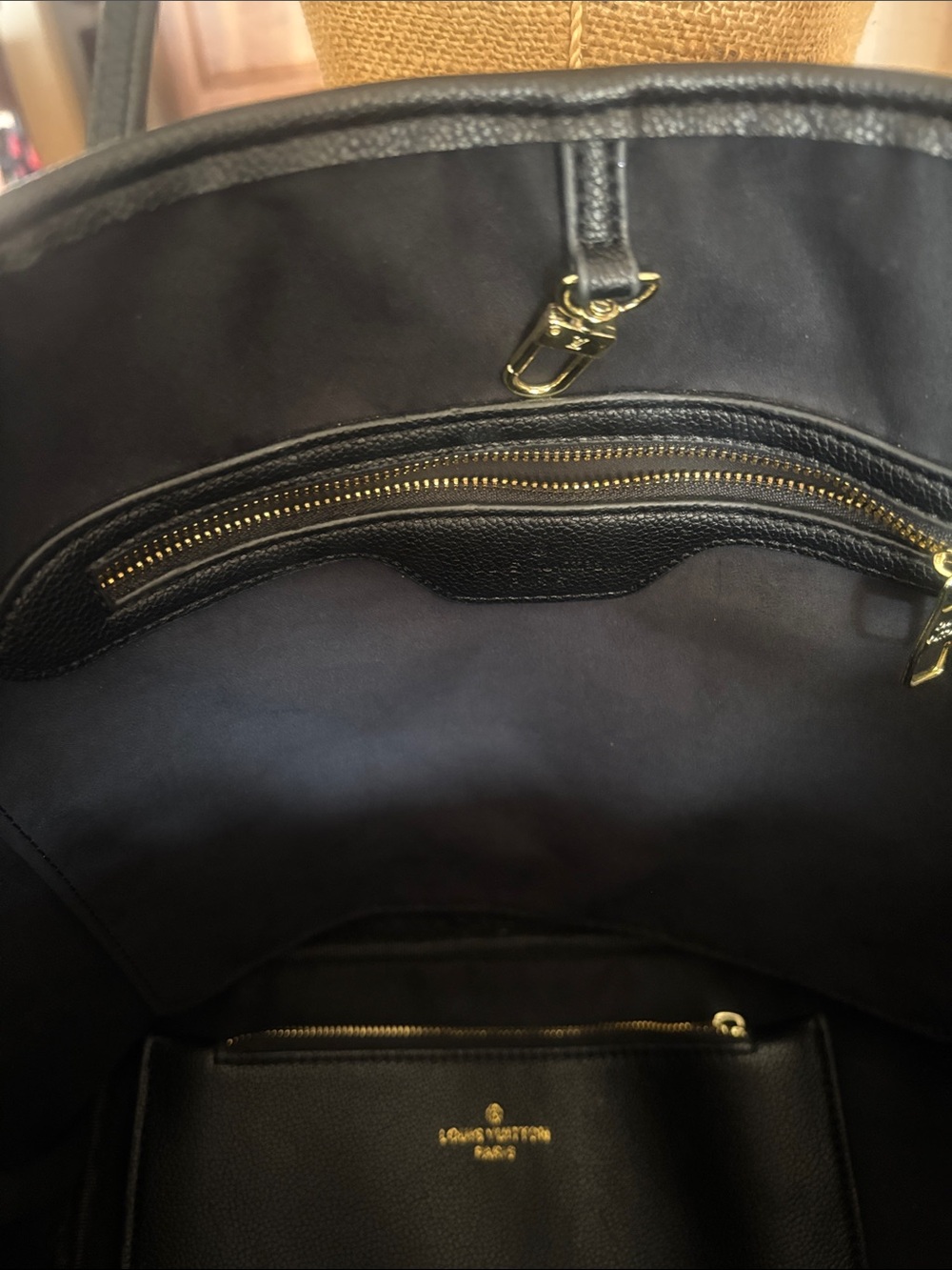 Black Perforated  fashion Monogram Studded Tote - Picture 6 of 11